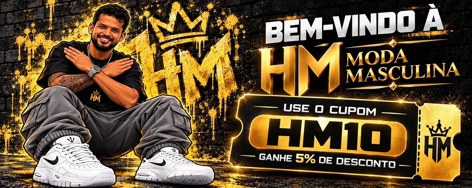 Bem-vindo à HM Moda Masculina — use o cupom HM10 e ganhe 5% de desconto